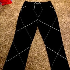 Black dress pants with crisscross stripes